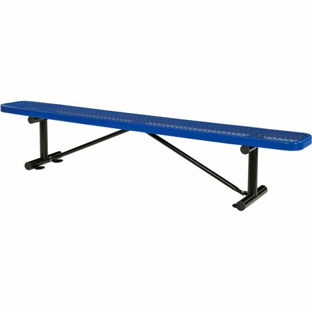 GLOBAL INDUSTRIAL 8ft Outdoor Steel Flat Bench, Expanded Metal, Blue 277157BL